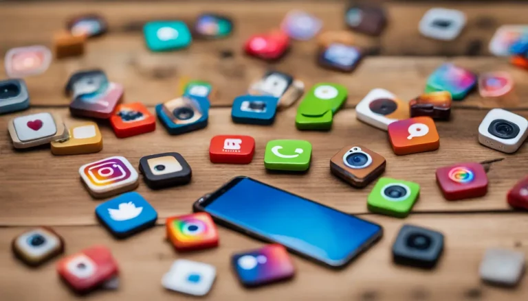 Mão segurando smartphone com aplicativo do Instagram, cercado por ícones coloridos de seguidores, representando a compra de seguidores na rede social.