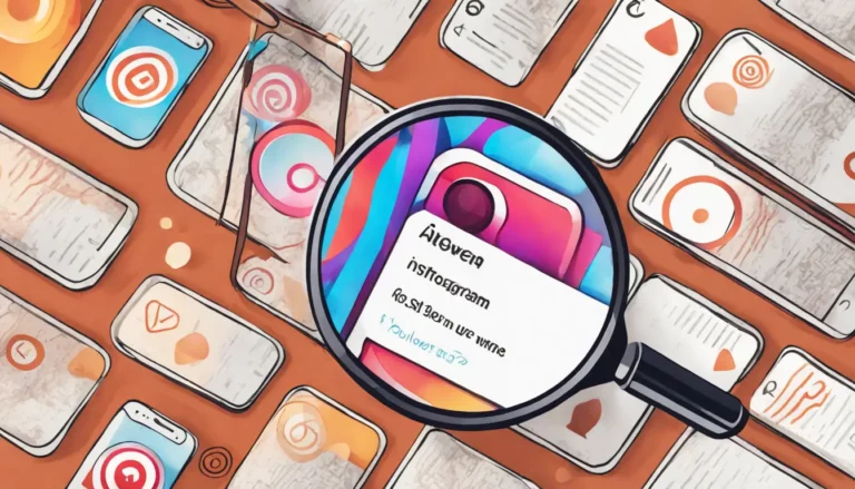 Ícone do app Instagram na tela de um smartphone com uma lupa examinando a contagem de seguidores com um número anormalmente alto.