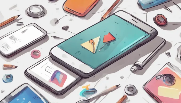 Smartphone em uma mesa cercado por ícones de redes sociais flutuando com símbolos de curtidas e setas crescentes.