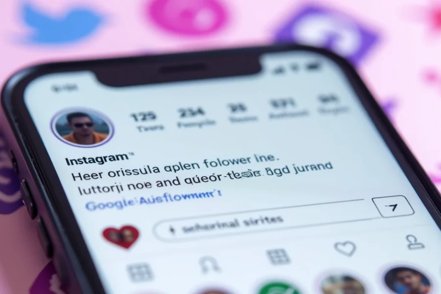 Tela de smartphone mostrando perfil do Instagram com 20k seguidores destacado